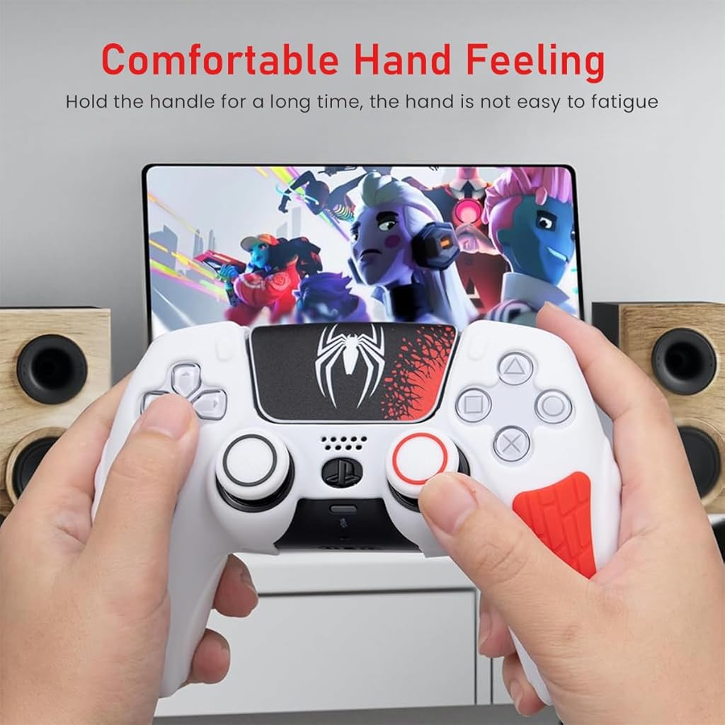 ZORBES PS5 Controller Cover Case, Anti-Slip Sweat Proof Silicone Cover Skin PS5 Controller Skin Cover for PS5 Dual Sense Controller with Thumb Grip Caps, Joystick Protectors and Cover Wrap Sticker ZORBES PS5 Controller Cover Case, Anti-Slip Sweat Proof Silicone Cover Skin PS5 Controller Skin Cover for PS5 Dual Sense Controller with Thumb Grip Caps, Joystick Protectors and Cover Wrap Sticker